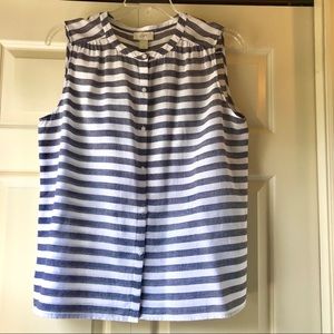 LOFT Striped Sleeveless Blouse, Navy and White